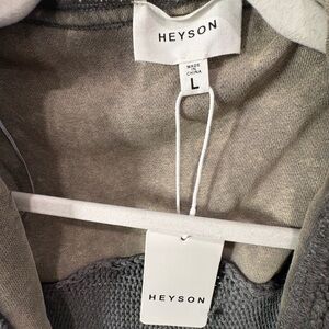 Heyson " Multi Media " cable knit Cardigan- Grey & Sage Green